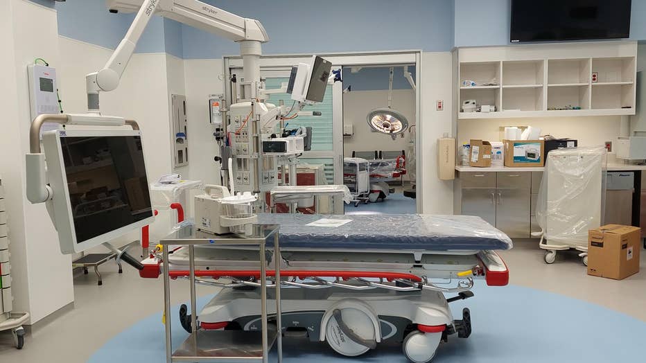 A trauma bay filled with medical equipment.