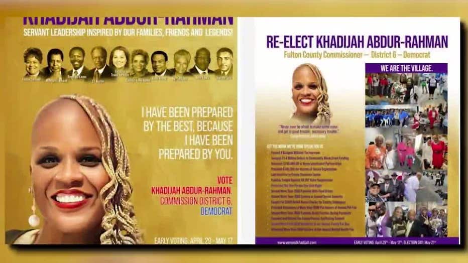 Khadijah Abdur-Rahman, the vice chairman of the Fulton County Commission, sent out this controversial campaign flyer. 
