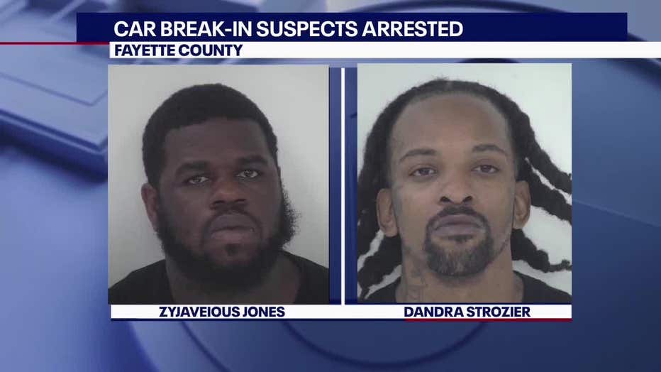 Zyjaveious Jones and Dandra Strozier were arrested after investigators say home surveillance video caught them breaking into cars in Fayette County.