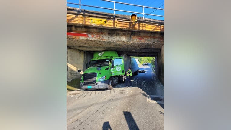 The Ringgold Police Department shared on Facebook this photo of a tractor trailer stuck under a low overpass along U.S. 41 on June 13, 2024. 
