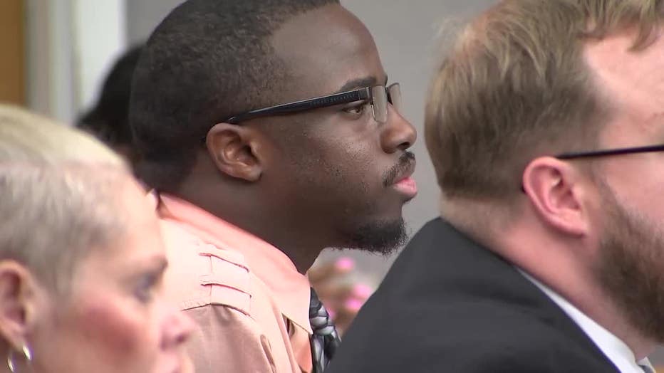 Former Doraville Police Officer Miles Bryant, accused in the murder of 16-year-old Susana Morales in July 2022, sits in a Gwinnett County courtroom listening to testimony on June 7, 2024. 