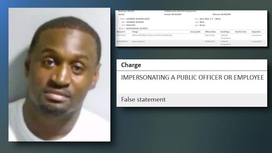 Clayton County Deputy Quinton Coleman has been charged with two felonies after allegedly lying about his employment during a traffic stop.