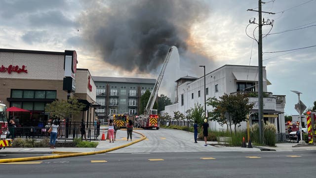 Dozens displaced by fire at luxury apartments behind Atlanta Chick-fil-A, multiple floors collapse