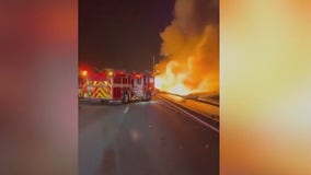 Semi-truck fire causes early morning mess on I-75SB at Delk Road