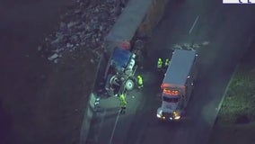 Overturned semi causing major delays in Cobb County