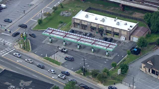 Man in critical conditional after being found shot at Atlanta gas station