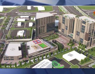 The proposed South Spring would be a $492 million set of high-rise towers near US-41 and I-285 near Truist Park in Smyrna.
