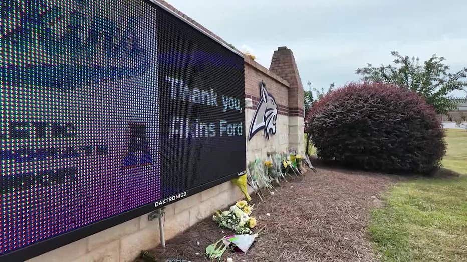 The Apalachee High School gathered to mourn those killed in Wednesday's attack, pray for those who were injured, and try come to grips with the atrocity at a makeshift memorial in front of the Winder school on Sept. 6, 2024.