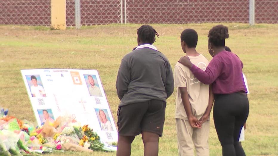 The Apalachee High School gathered to mourn those killed in Wednesday's attack, pray for those who were injured, and try come to grips with the atrocity at a makeshift memorial in front of the Winder school on Sept. 6, 2024.