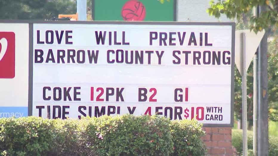 A sign of support for the Barrow County community in Winder following the Apalachee High School shooting.