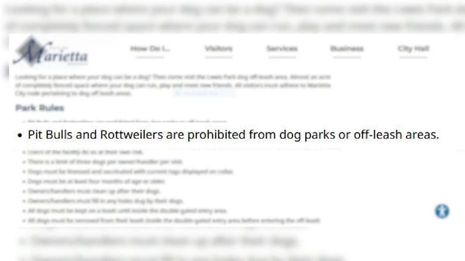 The city of Marietta currently bans rottweilers and pit bulls from dog parks, but some want to change that.