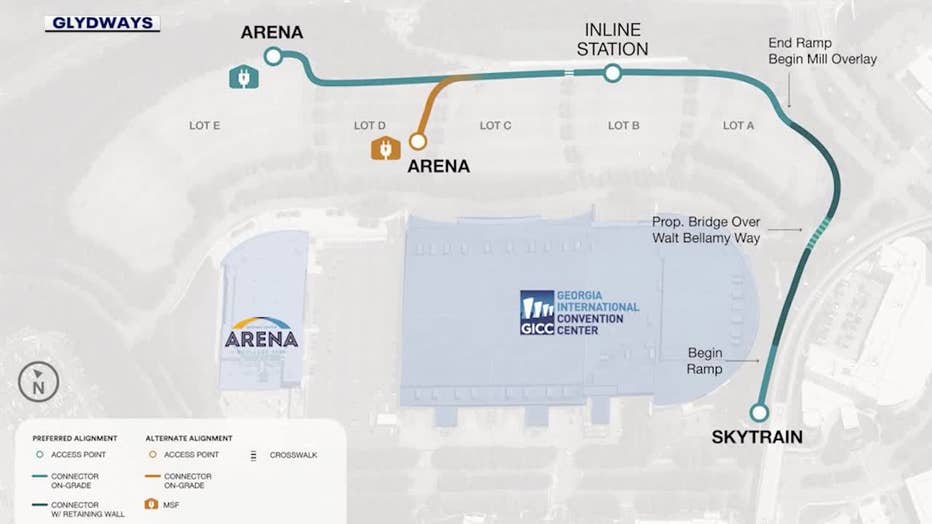 The Glydways autonomous, on-demand vehicles will make a few stops around the airport and the Georgia International Convention Center complex in College Park.