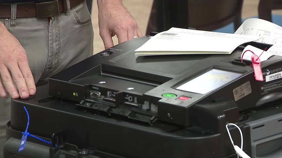 The Georgia Secretary of States Office performs a "health check" on election systems ahead of the November election in DeKalb County on Sept. 17, 2024.