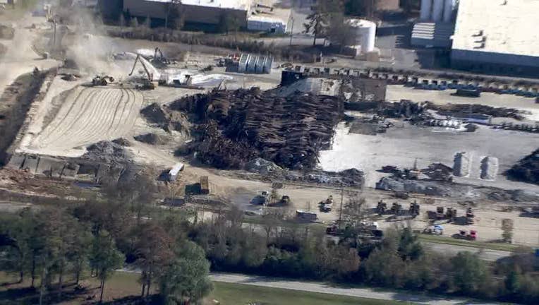 SKYFOX 5 flew over the site of the cleanup after a massive chemical fire at a BioLab facility in Rockdale County on Oct. 16, 2024.