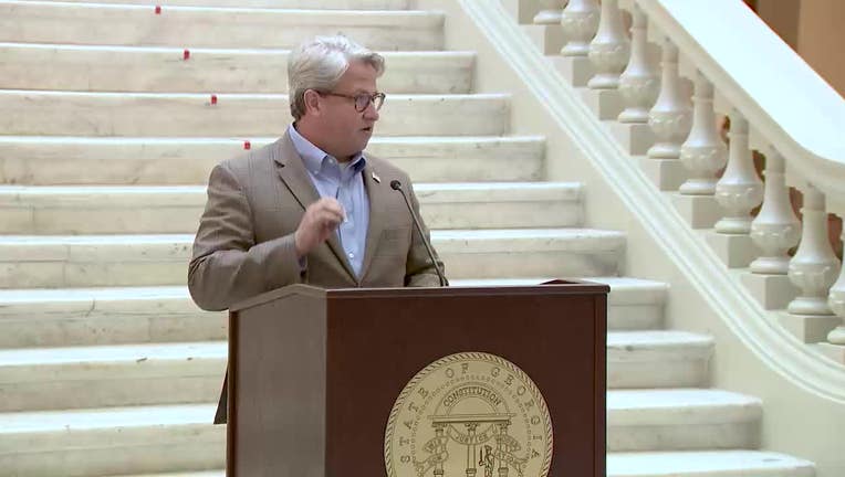 Gabriel Sterling, Chief Operating Officer at the Georgia Secretary of States office, gives an update on early voting in the Peach State under the Gold Dome in Atlanta on Oct. 23, 2024.