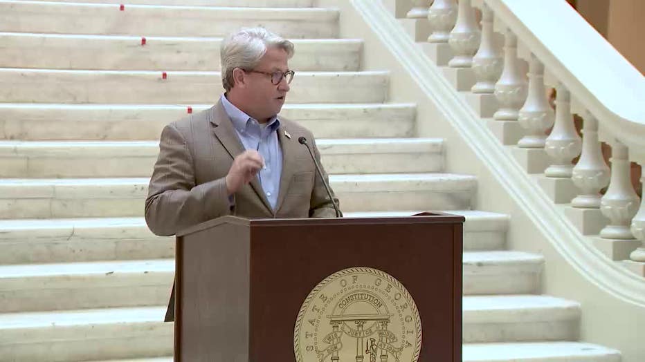 Gabriel Sterling, Chief Operating Officer at the Georgia Secretary of State's office, gives an update on early voting in the Peach State under the Gold Dome in Atlanta on Oct. 23, 2024.