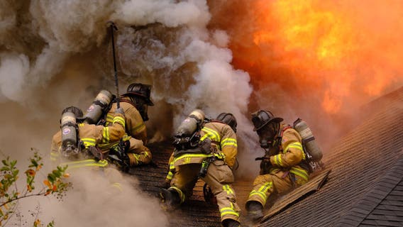 Crews battle massive fire at Stone Mountain home
