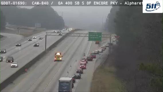 Georgia 400 SB closed after single-vehicle crash near Mansell Road