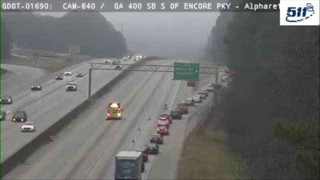 Georgia 400 SB closed after single-vehicle crash near Mansell Road