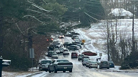 Georgia icy road closures, snow-related crashes