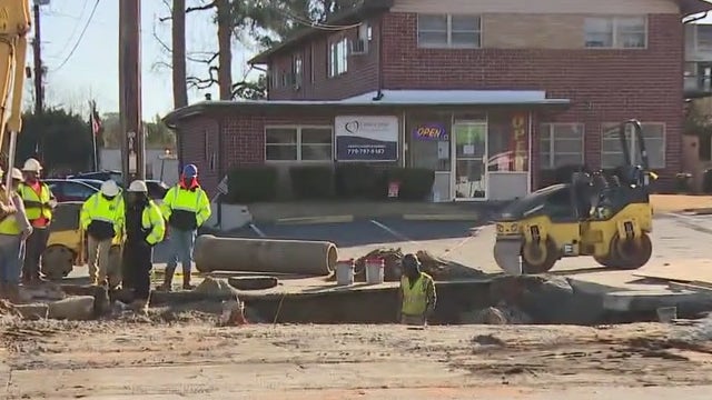 Emergency repairs underway on Claremont Road in Brookhaven