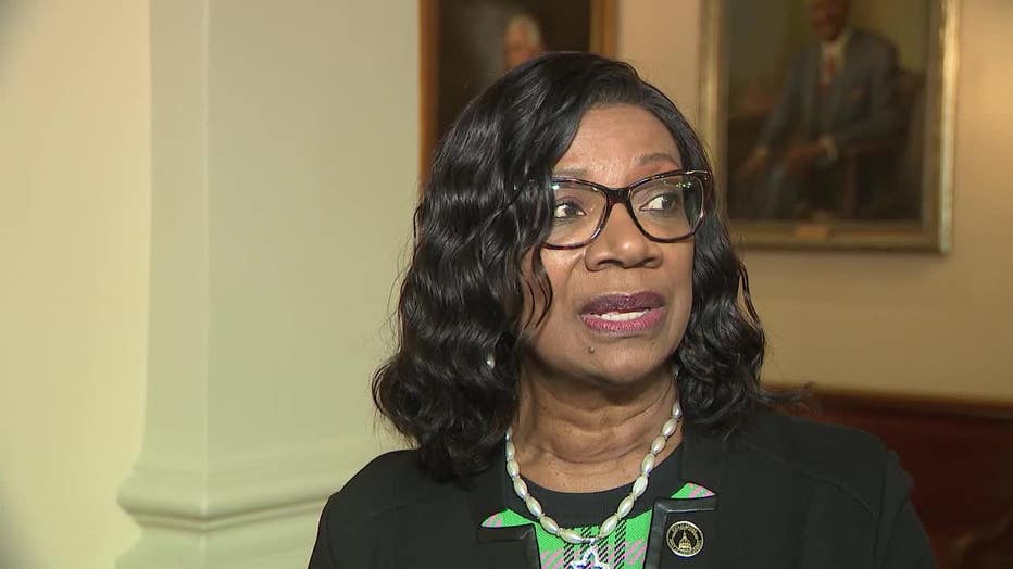 House Minority Leader Carolyn Hugley, D-Columbus, responds to Gov. Brian Kemp’s health care proposal on Jan. 15, 2025.