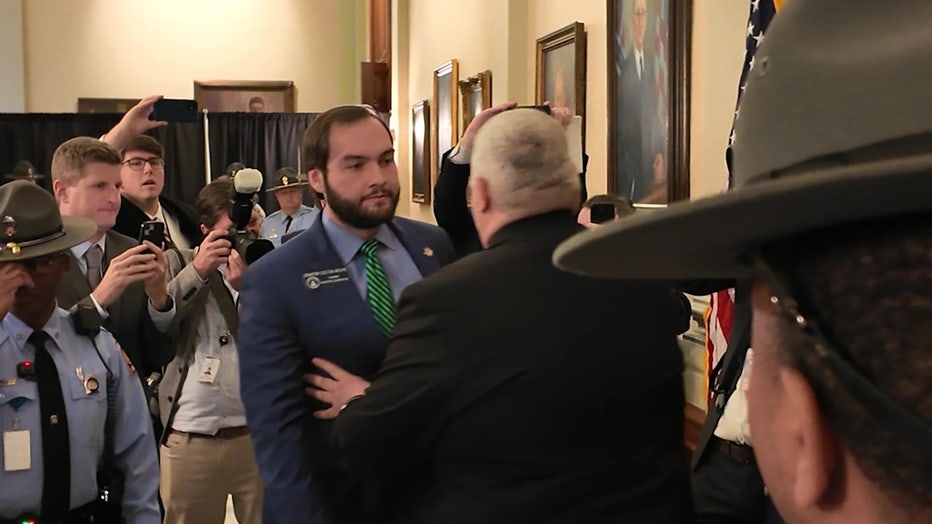 State Sen. Colton Moore, R-Trenton, was arrested after trying to enter the House chamber at the Georgia Capitol on Jan. 16, 2025.