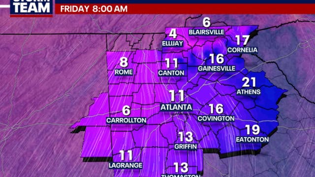 Frigid cold moves into metro Atlanta, North Georgia; relief in sight