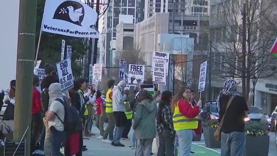 Protesters rally at Israeli consulate in Atlanta to support Palestinians