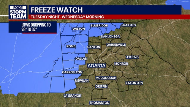 Freeze Watch issued for North Georgia: Blast of colder air expected