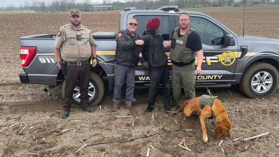 The Washington County Sheriff’s Office released this image showing a man being arrested for carrying contraband near the Washington State Prison in Davisboro, Georgia on April 2, 2025.