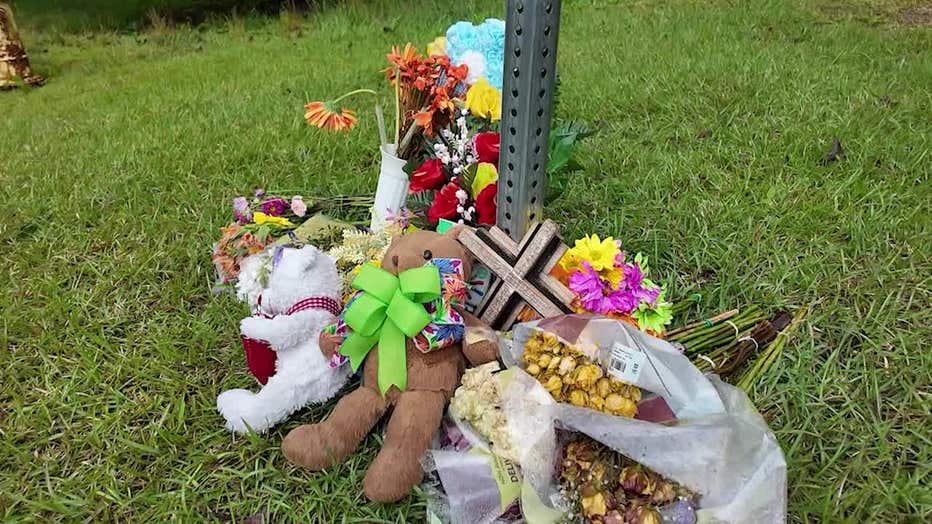 A makeshift memorial for Bentley Beard, the 11-year-old son of a Rome police officer, was killed while riding his bike on April 17, 2025.