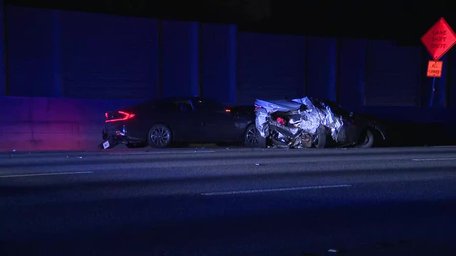 A deadly two-vehicle crash along Interstate 20 near Wesley Chapel Road in DeKalb County on April 22, 2025.
