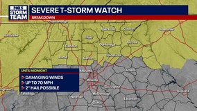 Severe Thunderstorm Watch issued across North Georgia on Thursday