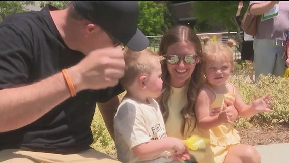 Watch: 4-year-old honorary firefighter rings bell after final cancer treatment