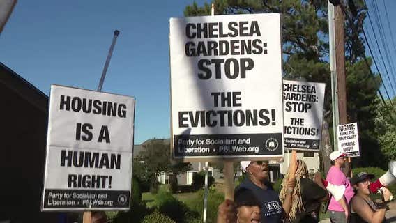 Chelsea Gardens residents protest water shutoffs and alleged eviction tactics