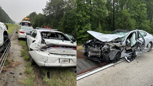 Driver on cell phone seriously damages patrol cars in crash on I-20, sheriff says