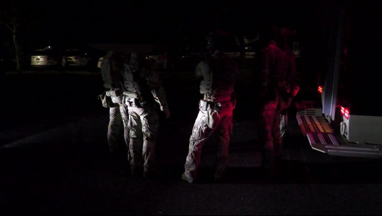 A multi-agency taskforce gears up to arrest 30 individuals during a crackdown on the SSM gang in Atlanta on May 15, 2025.