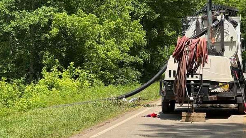 A tanker overturned spilling about 2,500 gallons of fuel near Talking Rock on May 20, 2025.