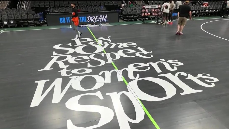 The court for the Atlanta Dream's home opener against the Indiana Fever on May 22, 2025.