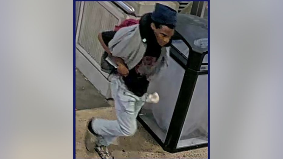 Authorities are searching for this man who is believed to be involved in an arson incident at the Buckhead MARTA Station on May 18, 2025.