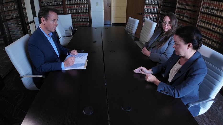 The adoption records and abuse records involving the Schindleys’ 10-year-old victim are so locked down, the prosecutors who put the couple away last week haven’t seen the files either, they told the FOX 5 I-Team. From right are Griffin Judicial Circuit District Attorney Marie Broder and Administrative Chief Assistant DA Kathryn Lenhard. (FOX 5)