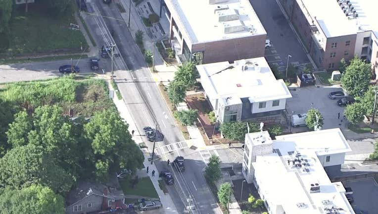 Police investigate a deadly shooting along Joseph E. Lowery Blvd. NW at Rock Street in Atlanta on June 16, 2025.