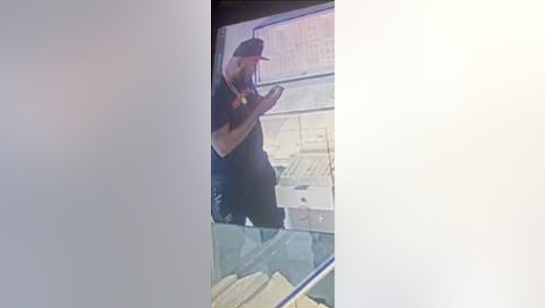 Newnan Police are searching for this man who investigator say made off with a thousand-dollar jewelry piece in Newnan on June 6, 2025.