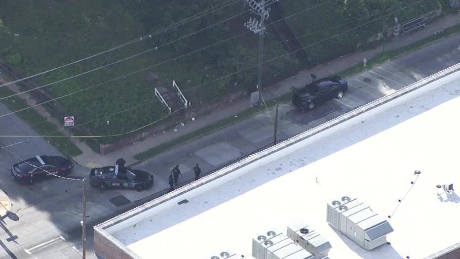 Police investigate a deadly shooting along Joseph E. Lowery Blvd. NW at Rock Street in Atlanta on June 16, 2025.
