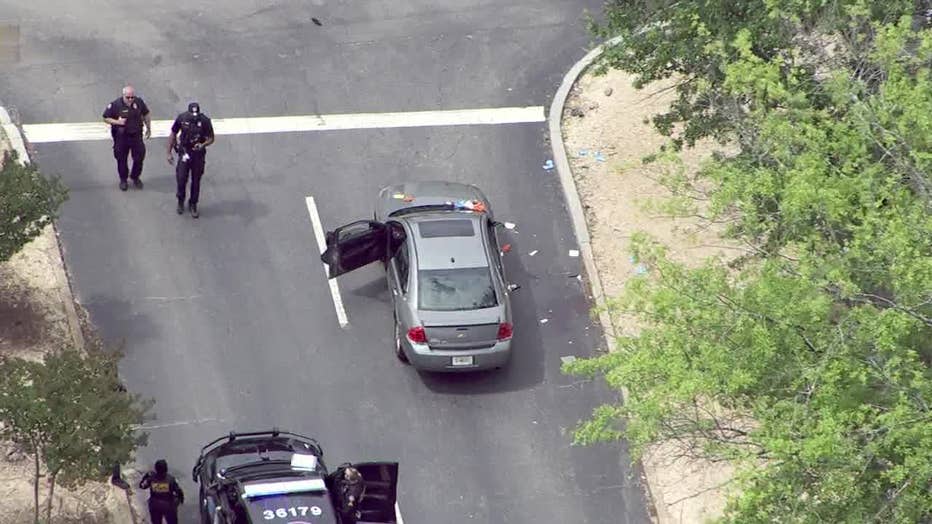 Atlanta police investigate a double shooting in the parking lot of Greenbriar Mall in southwest Atlanta on June 5, 2025.