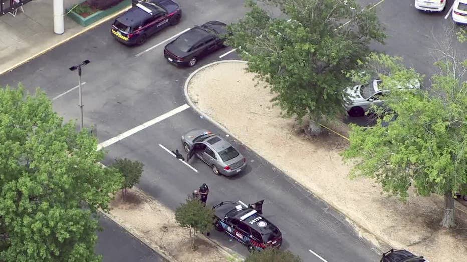 Atlanta police investigate a double shooting in the parking lot of Greenbriar Mall in southwest Atlanta on June 5, 2025.
