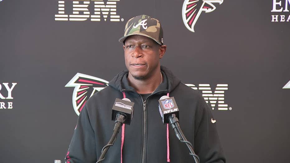 Atlanta Falcons head coach Raheem Morris reports for minicamp practice at Flowery Branch on June 10, 2025.