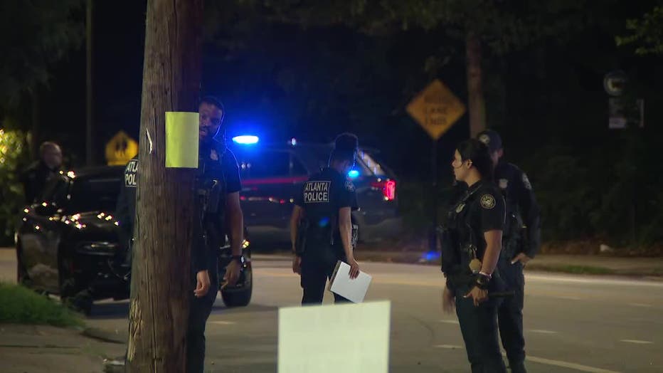 Police investigate a deadly shooting along Martin Luther King Jr. Drive NW at Racine Street SW in Atlanta on June 11, 2025.