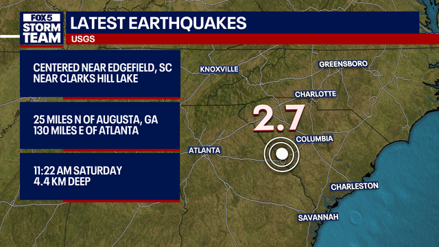 Saturday morning earthquake hits near Georgia state line
